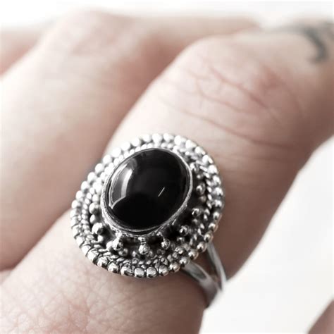 Nathalia Onyx Silver Ring — Hellaholics