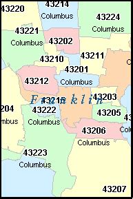 COLUMBUS Ohio, OH ZIP Code Map Downloads