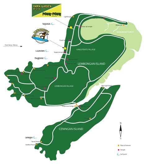 Nusa Lembongan Map - Monkey Activities Lembongan Surfing Freediving Spearfishing