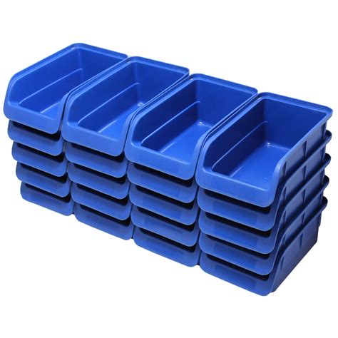 20PCE FREE STANDING BLUE PLASTIC STORAGE BIN KIT GARAGE/WORKSHOP/WORKBENCH BINS | eBay