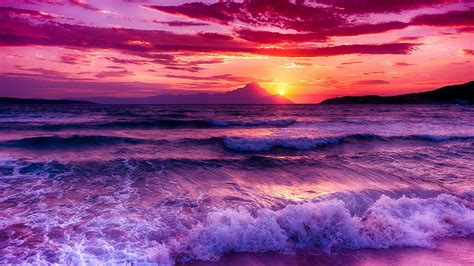 Purple Sunset On The Beach Wallpapers - 1920x1080 - 867948