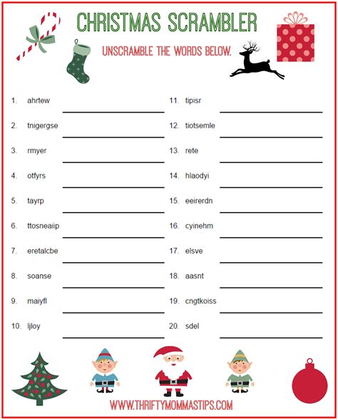 Christmas Scrambler Free Word Game Puzzle - Thrifty Mommas Tips