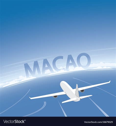 Macao skyline flight destination Royalty Free Vector Image