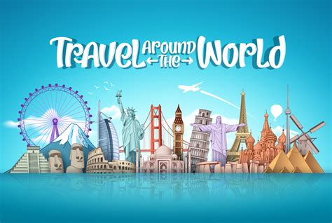 Travel around the world vector landmark design. Famous landmarks around ...