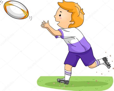 Boy Catching a Rugby Ball Stock Photo by ©lenmdp 58948023