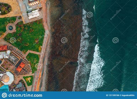 Aerial Rocky Beach View by the Atlantic Ocean. Stock Photo - Image of island, background: 131109166