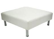 48″ Square Tufted White Leather Ottoman | AM Party Rentals