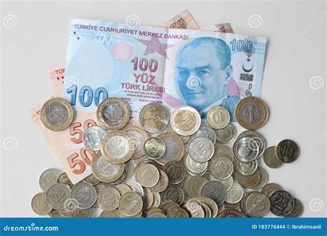 Turkish Lira Coins and Banknotes Stock Photo - Image of bill, credit ...