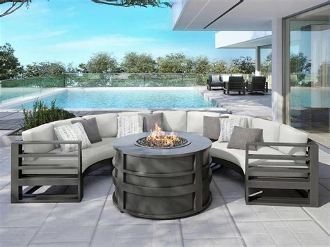 Palermo Curved Sectional Fire Pit Set in 2020 | Patio furniture fire, Fire pit sets, Aluminium ...