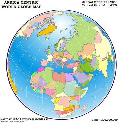 World Globe - Africa Centric | World Globe Map - Africa Centric