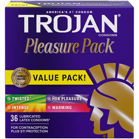 Buy TROJAN Pleasure Pack Assorted Condoms, Lubricated Condoms Value ...