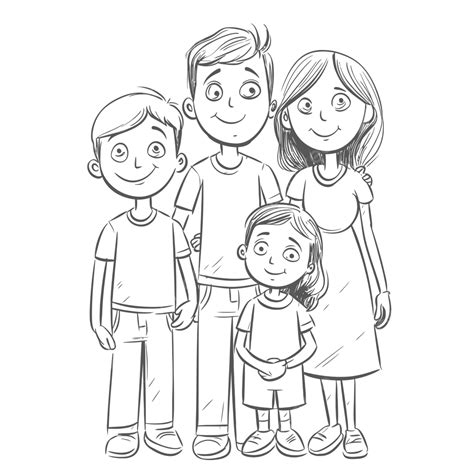 Cartoon Family Line Drawing Coloring Page Outline Sketch Vector, Family Clipart, Drawing Clipart ...