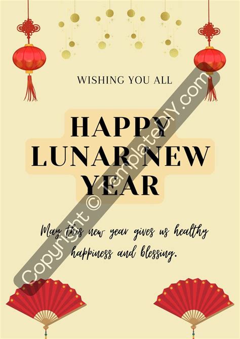 Lunar New Year Cards Printable Template in Pdf & Word | New year card, Printable cards, Lunar new