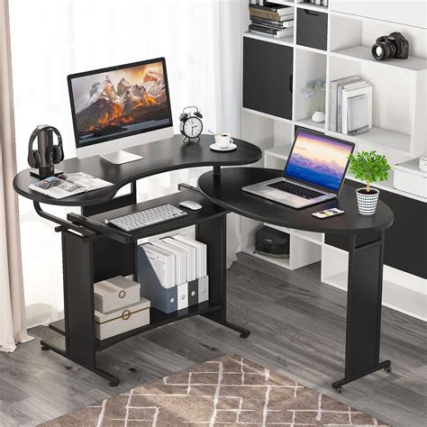 L-Shaped Computer Desk, Tribesigns Rotating Corner India | Ubuy