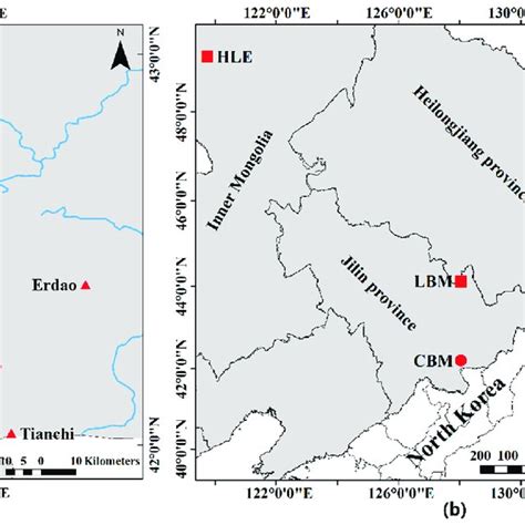 Map showing the sampling site of CBM (Changbai Mountain) and ...