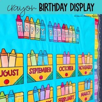 Classroom Decor Birthday Display | Birthday Bulletin Board | Crayon Decor