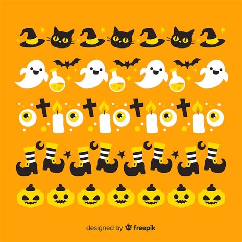 Free Vector | Orange background with halloween border collection