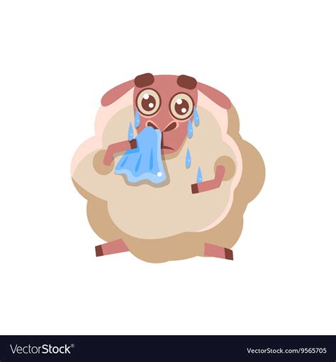 Sheep with the handkerchief crying Royalty Free Vector Image