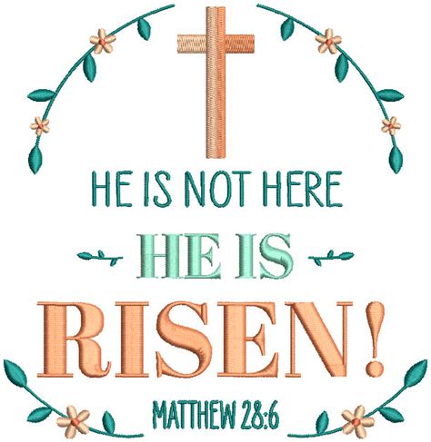 He Is Not Here He Is Risen Matthew 28-6 Bible Verse Religious Filled M ...