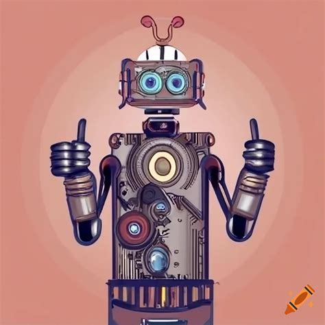 Steam punk robot old man with thumbs up on Craiyon