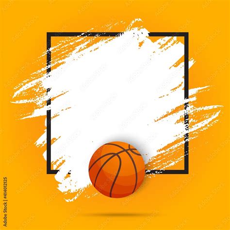 Basketball sport ball flyer or poster background, vector paint brush ...