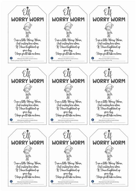 Elf Worry Worm Poem Tags (PDF Printable) - Start Crochet