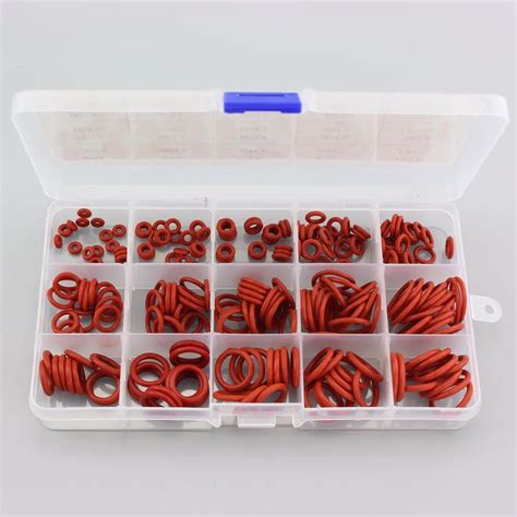 Red Silicone O Rings Seal Kit Sealing Gasket Assortment Set Viton Sealing O ring with Plastic ...