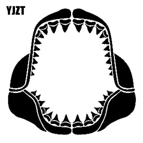 YJZT 20X19.7CM Cartoon Shark TEETH Vinyl Personalit Decal Car Sticker Black/Silver Accessories ...