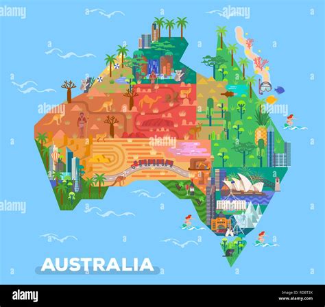 Map of Australia with landmarks of architecture Stock Vector Image & Art - Alamy