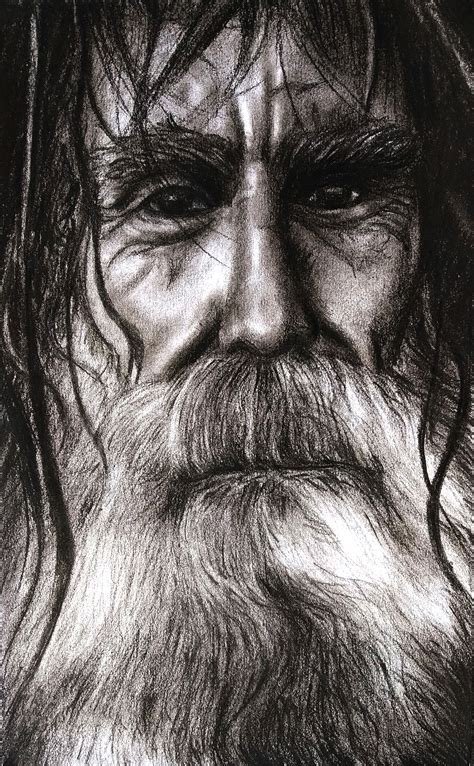 Charcoal Drawing of an Old Man on Behance