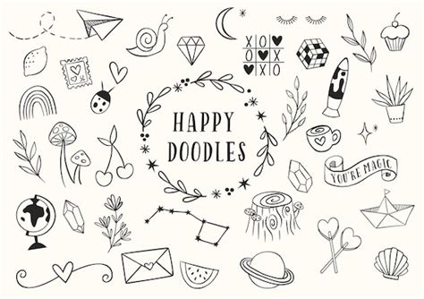 37 Happy Doodles Clip Art / Hand Drawn Doodles / Cute Drawings - Etsy