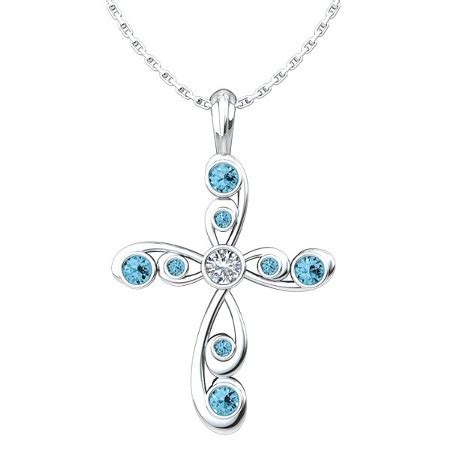 Cross Birthstone Pendant on Sterling Silver Chain, December - Christianbook.com