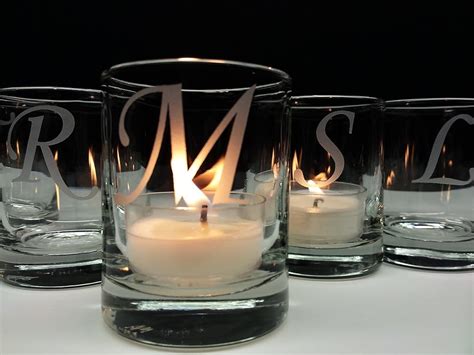 Amazon.com: Personalized Monogram Wedding Favors Engraved Glass Candle ...