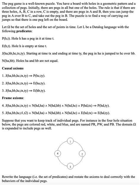 Solved The peg game is a well-known puzzle. You have a board | Chegg.com