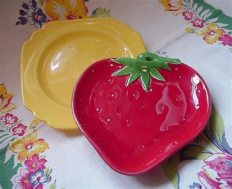 Vintage yellow plate and red and green strawberry plate | Flickr