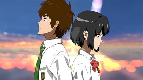 Mitsuha and Taki - Your Name by neverdnim on DeviantArt