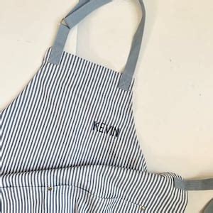 Custom Striped Apron for Men and Women, Embroidered Adult Apron Pocket ...