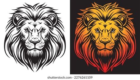 Lion Face Front View Black White Stock Vector (Royalty Free) 2274506995 ...