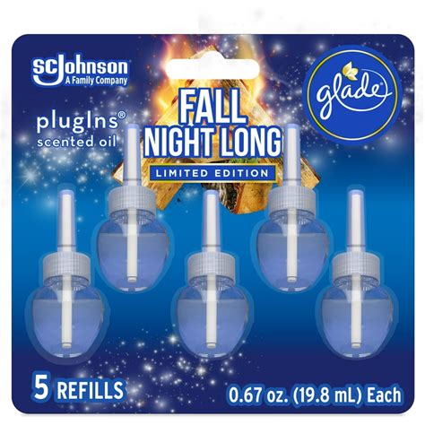 Glade PlugIns Refill 5 CT, Fall Night Long, 3.35 FL. OZ. Total, Scented Oil Air Freshener ...