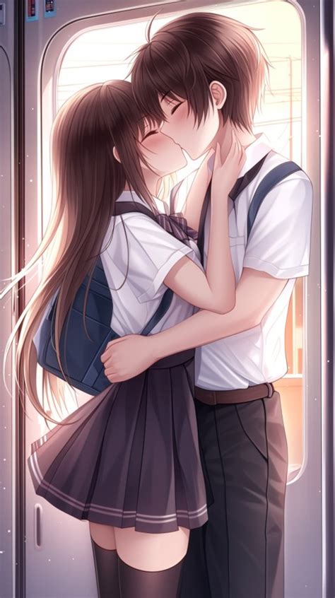 Cute Romantic Anime Couple Kissing on Train Aesthetic (53) - Photo ...