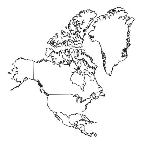 North America map with Greenland. Outline North America map 3331244 ...