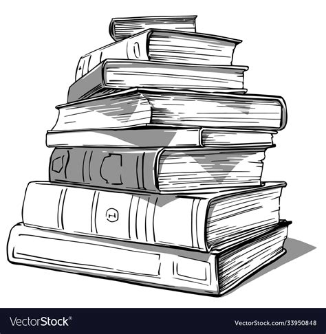 Sketch hand drawn stack books Royalty Free Vector Image