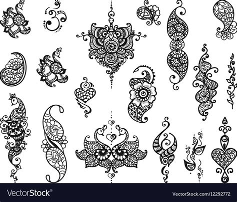 Tattoo henna mandala set Royalty Free Vector Image