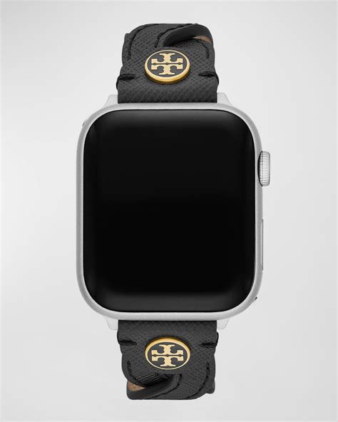 Tory Burch Braided Leather Apple Watch Band In 38-41mm - Black ...