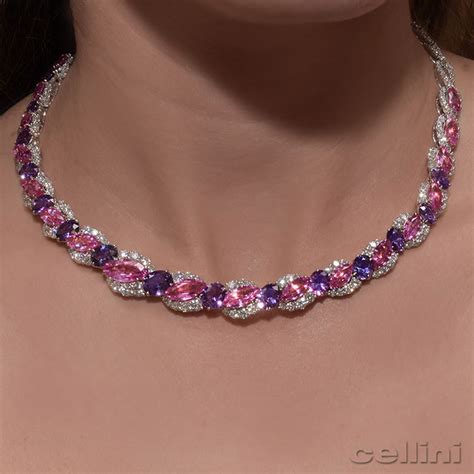 Pink and Purple Sapphire and Diamond Necklace | CELLINI JEWELERS