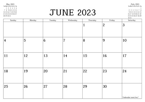 Free Printable Calendar June 2023 - Printable Templates Free