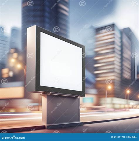 Blank Billboard in the City at Night. Stock Illustration - Illustration ...