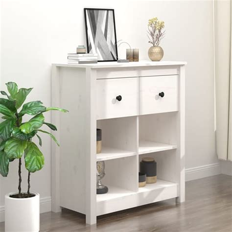 Giles Pine Wood Sideboard With 2 Drawers In White | Furniture in Fashion