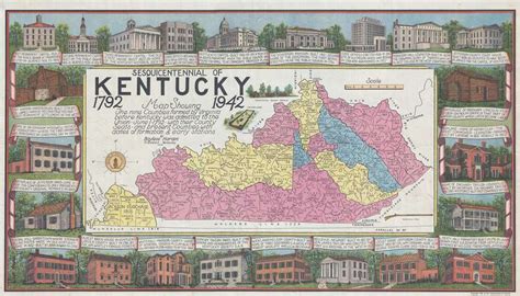 Sesquicentennial of Kentucky 1792 1942 Map Showing the nine Counties ...