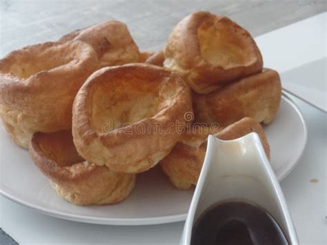 Yorkshire Puddings Served with Gravy Stock Image - Image of food ...